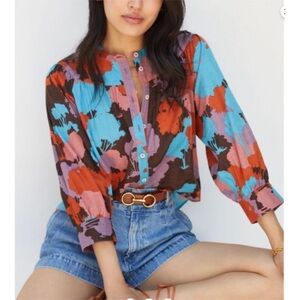 Anthropologie Multicolor Floral Blouse
